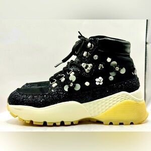 Betsey Johnson Women's Abel Lace Up Platform‎ Bootie Black White Women’s Size 7